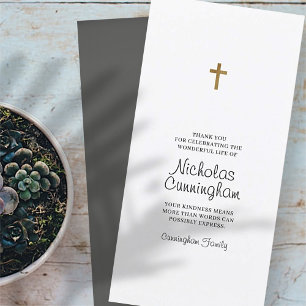 Carte De Remerciements Funérailles commémoratives Croix simple et moderne