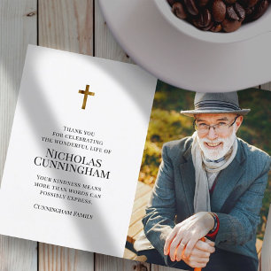 Carte De Remerciements Funérailles commémoratives Photo croisée moderne e