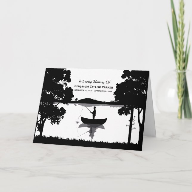 Carte De Remerciements Funérailles commémoratives pour la pêche permanent (Devant)