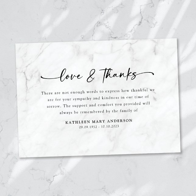 Carte De Remerciements Funérailles de script simple (Créateur téléchargé)