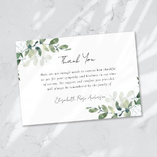 Carte De Remerciements Funérailles de Sympathy Eucalyptus
