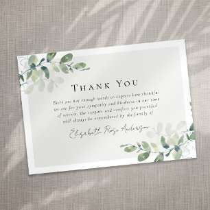 Carte De Remerciements Funérailles de Sympathy Eucalyptus
