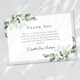 Carte De Remerciements Funérailles de Sympathy Eucalyptus