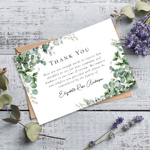 Carte De Remerciements Funérailles de Sympathy Eucalyptus