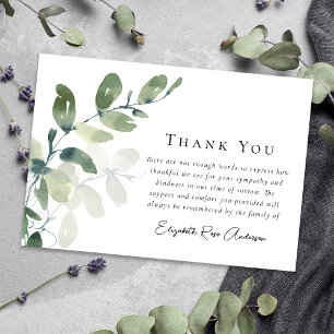 Carte De Remerciements Funérailles de Sympathy Eucalyptus