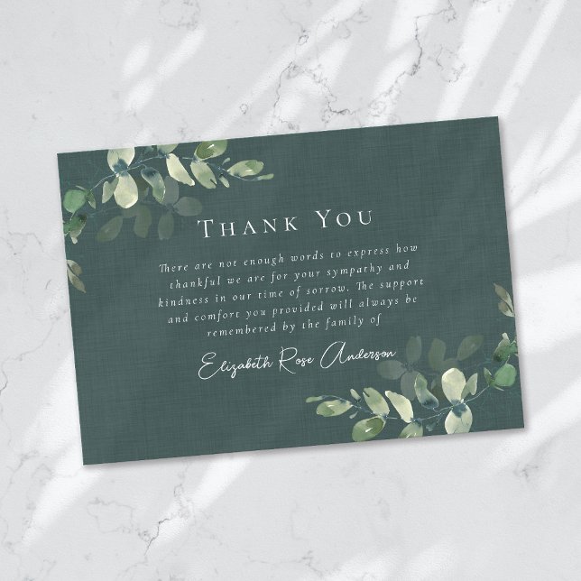 Carte De Remerciements Funérailles de Sympathy Eucalyptus (Créateur téléchargé)