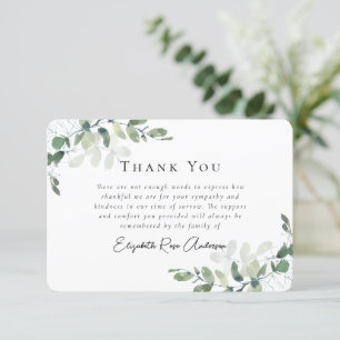 Carte De Remerciements Funérailles de Sympathy Eucalyptus