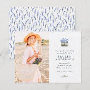 Carte De Remerciements Funérailles Mémorial Moderne Fleurs Florales Chic