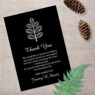 Carte De Remerciements Funérailles Memorial Tropical Tree Branch Botaniqu