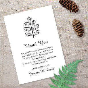 Carte De Remerciements Funérailles Memorial Tropical Tree Branch Botaniqu
