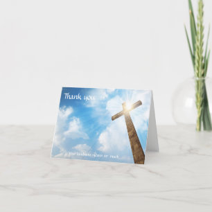 Carte De Remerciements Funérailles -Merci de la Croix chrétienne de famil