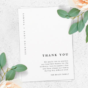 Carte De Remerciements Funérailles minimalistes Célébration de la vie s