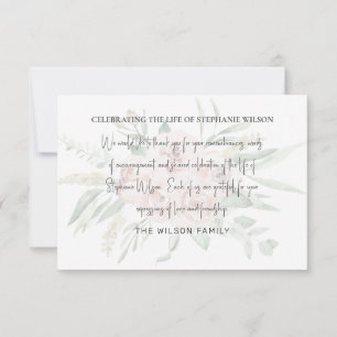 Carte De Remerciements Funérailles rose pâle et gris Bereavement Police m