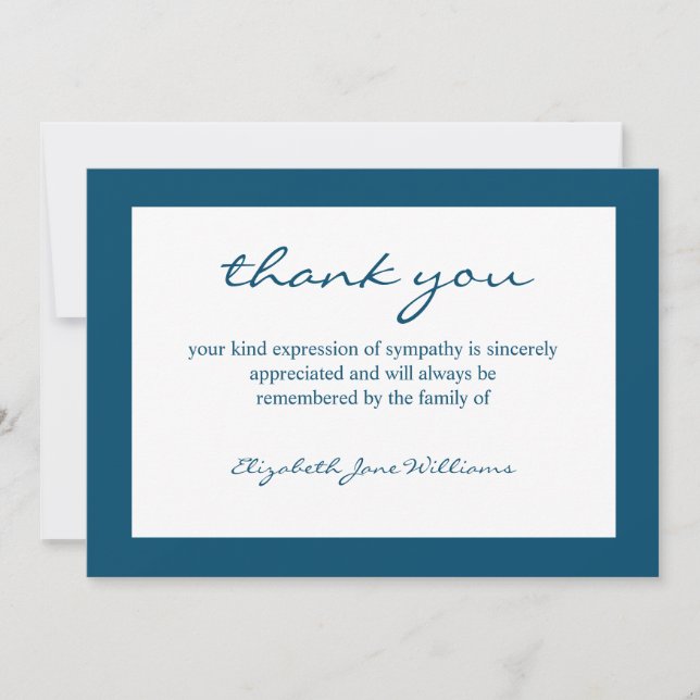 Carte de remerciements funéraire Bereavement Bleu  (Devant)