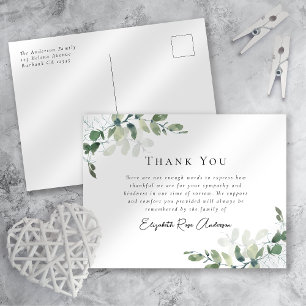 Carte de remerciements funéraire de Sympathy Eucal