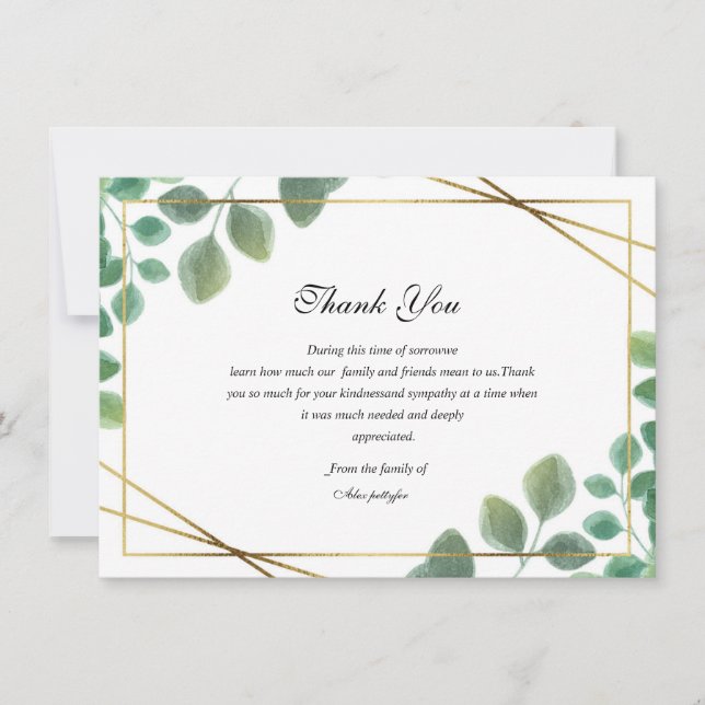 Carte de remerciements funéraire floral (Devant)