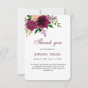 Carte de remerciements funéraire Floral Purple