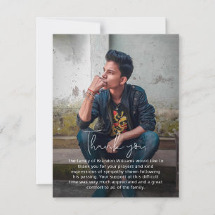 Carte de remerciements funéraire manuscrit simple 