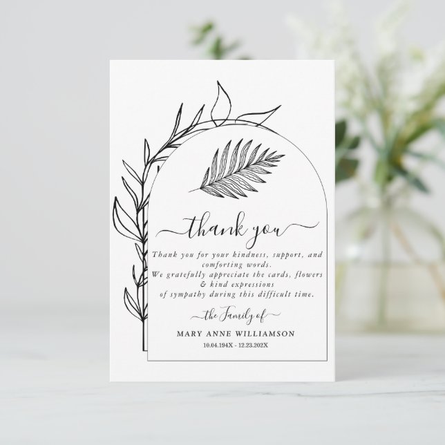 Carte de remerciements funéraire minimale (Debout devant)