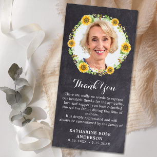 Carte De Remerciements Funéraire Photo Floral Chalkboard Sympathie