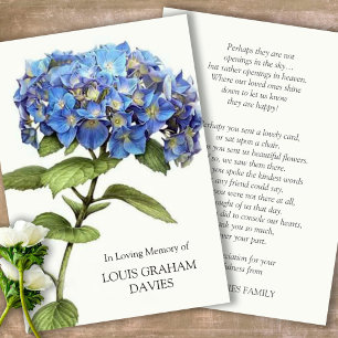 Carte de remerciements funéraire Sympathy Blue Hyd
