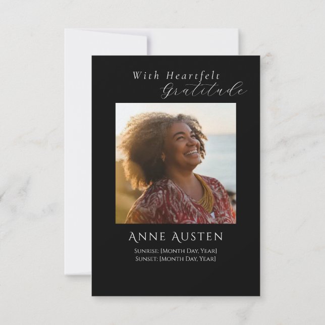 Carte De Remerciements Funeral Thank You Card – With Gratitude (Dos)