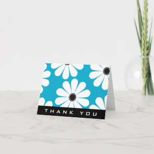 Carte de remerciements Funky Daisies (Bleu)