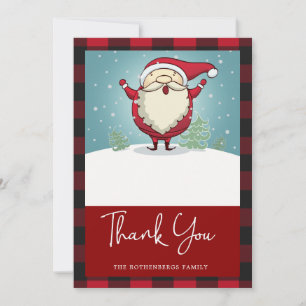 Carte De Remerciements Funky Red Plaid Santa Claus sur la montagne de nei