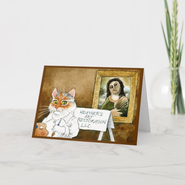 Carte De Remerciements Funny cat fresco restoration Thank You card (Devant)
