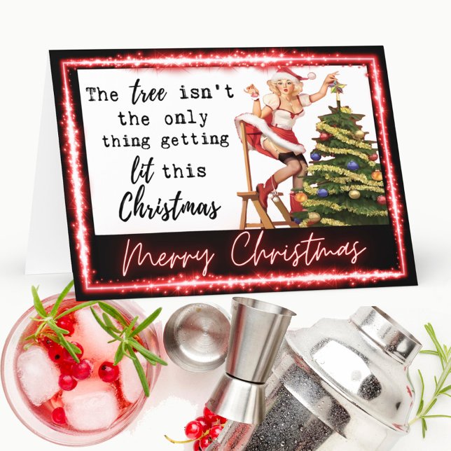 Carte De Remerciements Funny Christmas Card Best Friend "Tree Lit" (Créateur téléchargé)
