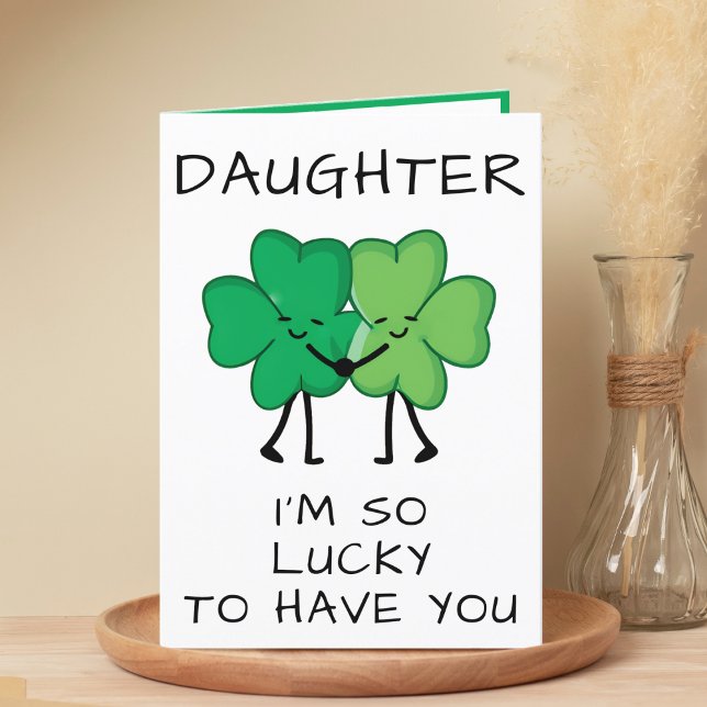 Carte De Remerciements Funny Clover St Patrick's Day Fille Anniversaire (Funny Clover St Patrick's Day Daughter Birthday Thank You Card)