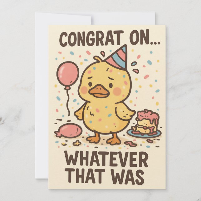 Carte De Remerciements Funny Duck Party Greeting Card - Congrats On... (Devant)