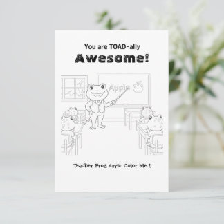 Carte De Remerciements Funny Frog Teacher "Toad-ally Awesome" Coloring