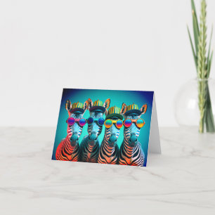 Carte De Remerciements Funny Zebras mignon Zoo Animaux Fête Casquettes Lu