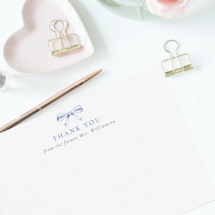 Carte De Remerciements Futur mariage de Mme Shower Vintage Blue Bow