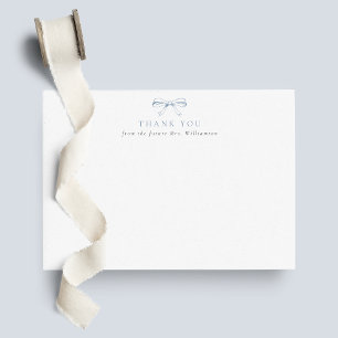 Carte De Remerciements Futur mariage de Mme Vintage Dusty Blue Bow