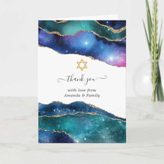 Carte De Remerciements Galaxy Agate Bat mitzvah (Devant)