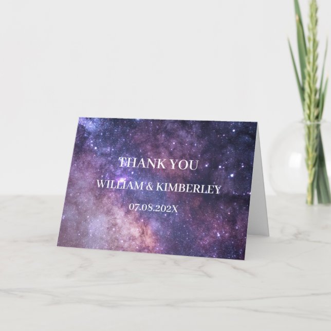 Carte De Remerciements Galaxy Céleste Consellation Ciel Mariage élégant (Devant)
