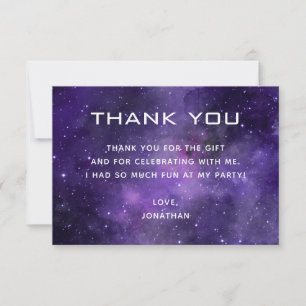 Carte De Remerciements Galaxy Kids Anniversaire   Espace Cosmique Violet