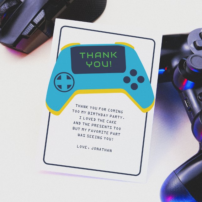 Carte De Remerciements Game On Video Game Boy Birthday (Créateur téléchargé)