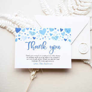 Carte De Remerciements Garçon Cœur Bleu Saint Valentin Bébé Shower