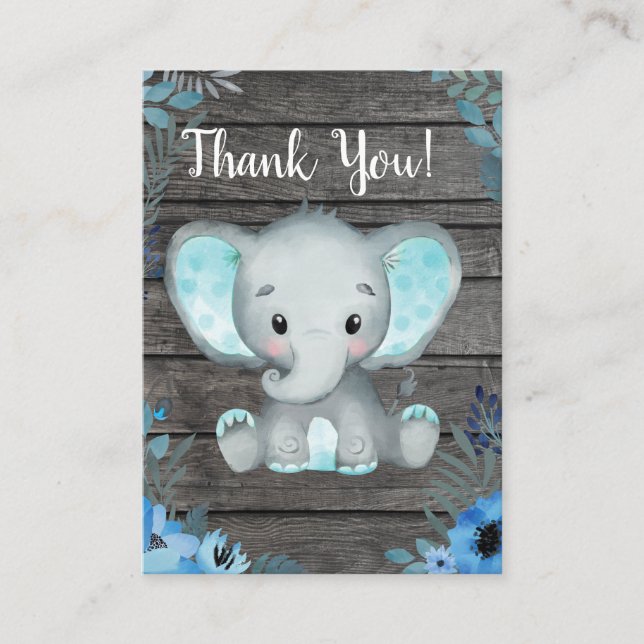 Carte de remerciements garçon douche éléphant (Devant)