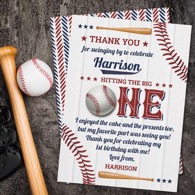 Carte De Remerciements Garçons Baseball 1er anniversaire (Créateur téléchargé)