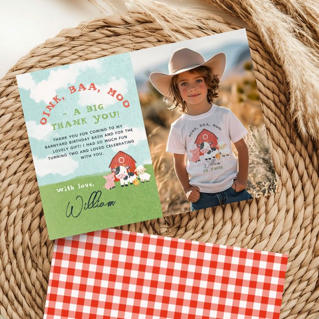 Carte De Remerciements Garçons Ferme Basse-cour Anniversaire Photo (Créateur téléchargé)