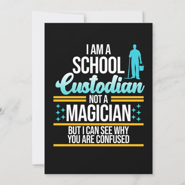 Carte De Remerciements Gardien de l'école Magicien Gardien Janitor Graphi (Devant)