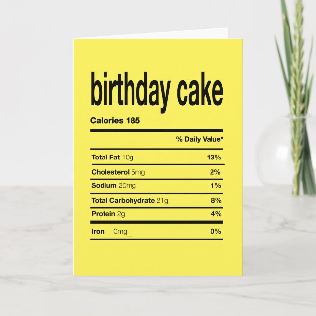 Carte De Remerciements Gâteau d'anniversaire Information nutritionnelle (Devant)