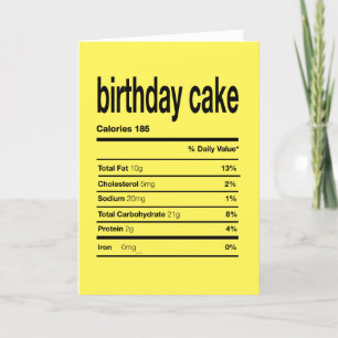 Carte De Remerciements Gâteau d'anniversaire Information nutritionnelle