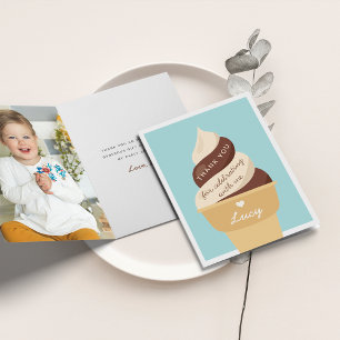 Carte De Remerciements Gâteau Glacé Chocolat Vanille Enfant Anniversaire