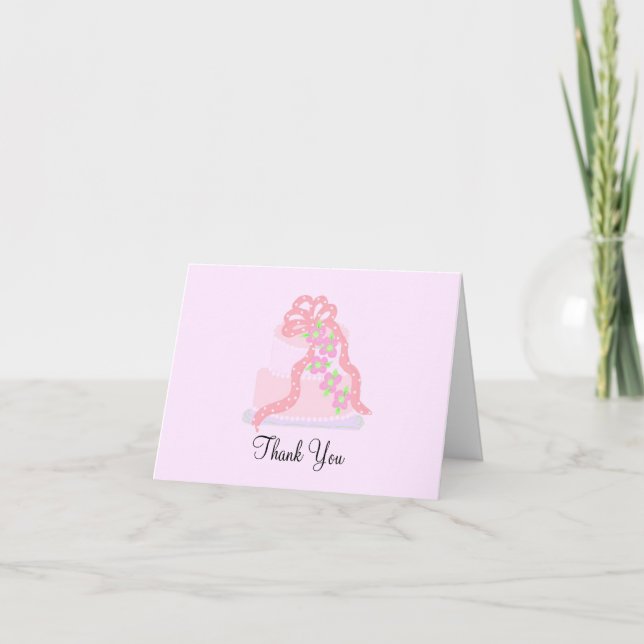 Carte De Remerciements Gâteau rose élégant (Devant)
