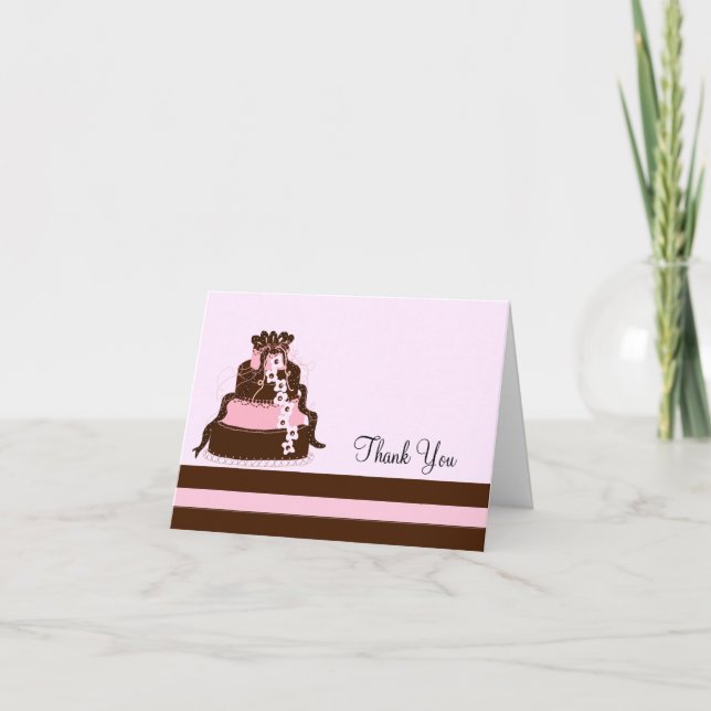 Carte De Remerciements Gâteau rose et chocolat élégant (Devant)